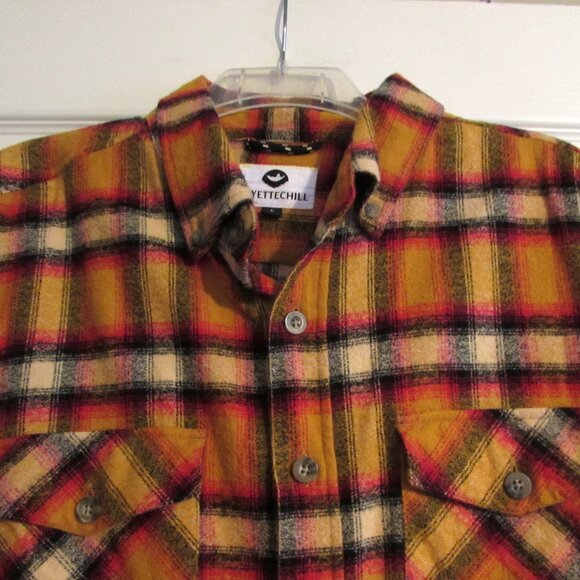 Men's FAYETTECHILL Gorgeous Orange Plaid Button-Up Shirt Size L - Picture 3 of 5